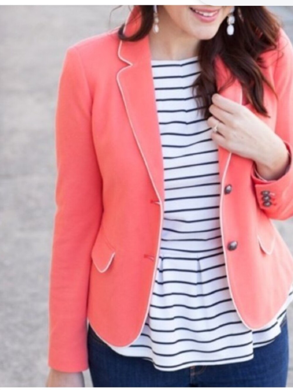 Gap Coral Academy Blazer Jacket Striped Lining 6 Sporty Preppy Classic